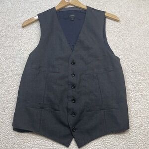 J Crew Loro Piana Vest Men Small Gray Super 120s Wool Bemberg Waistcoat Italy